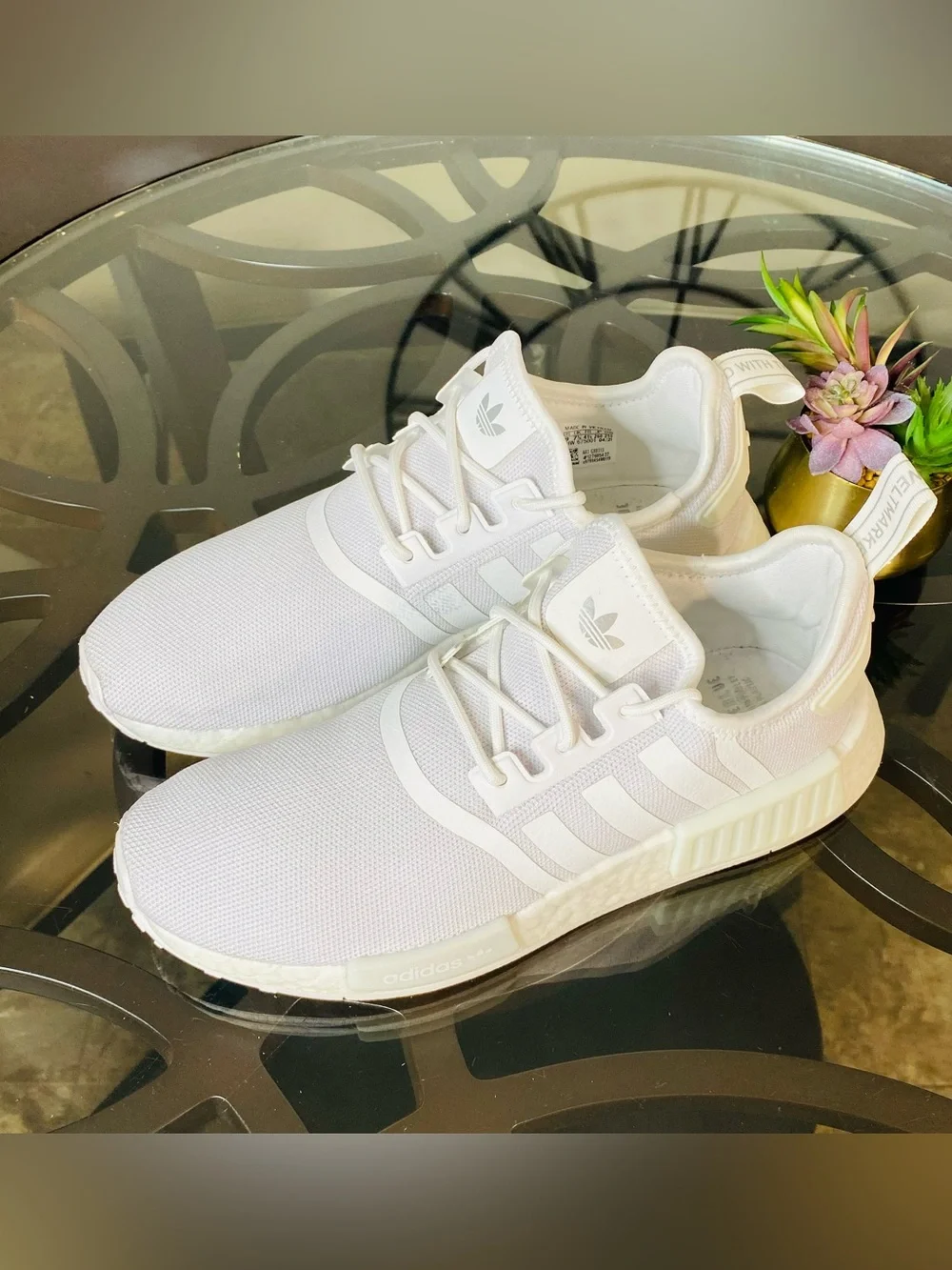 adidas NMD R1 Triple White All White Women's Running Shoes Size 9